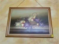 Framed Oil on Canvas - basket of fruit
