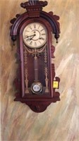 Very Nice Vintage West Minister Wall Clock w/ Key