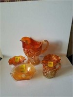 Estate Lot of 5 pcs of carnival pressed glass