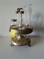 Vintage silverplate and crystal vinegar set
