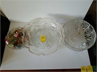 Estate Lot of 3 cut crystal dishes glass Candy