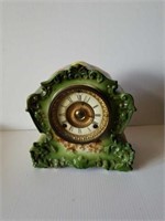 Antique Porcelain Topaz Green Mantle Clock