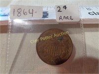 1864 Rare 2 Cent Coin