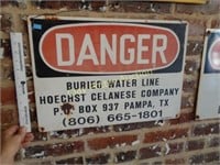 Porcelain DANGER Buried Water Sign