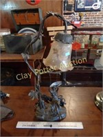 Iron & Glass Decor Lamp "Lady on Swing"