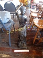 Large Hand Carved Statue "Boy & Drum"