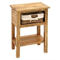 Benzara Side Table with One Rattan Drawer
