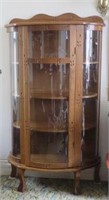 Spoon Carved Oak China Cabinet /Curved etch  Glass