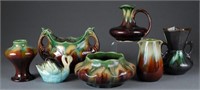 7 Thulin Belgium drip glaze pieces, 20th century.
