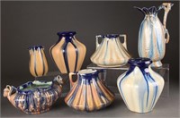 7 Thulin Belgium drip glaze pieces, 20th century.