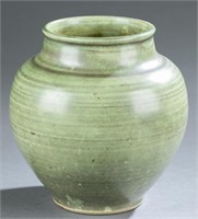 Shearwater Pottery, green vase, 20th century.