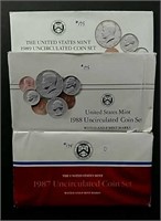 1987, 88 & 89  US. Mint sets