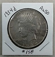 1934-D Peace Dollar  AU