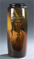 Weller, Louwelsa, Native American portrait, vase.