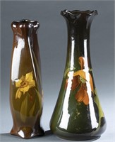 2 Roseville Pottery, Rozane vases, 20th c.