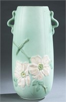 Weller Pottery, Wild Rose, dogwood vase, ca 1920.