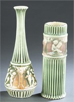 2 Roseville Pottery, Donatello vases, ca 1916.