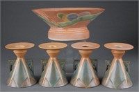 5 Roseville Pottery, Futura pieces, 20th century.