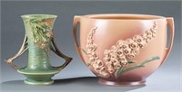 2 Roseville Pottery, vase & jardiniere, 20th c.