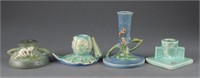 4 Roseville Pottery, candlesticks, 20th century.