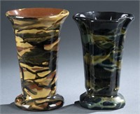 2 Peters & Reed Pottery, marbleized vases, 20th c.