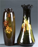 2 Rookwood, pansies & dafodil vases, c. 1900