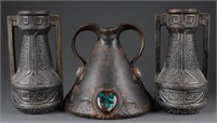 3 Bretby Art Pottery, Clanta Ware vases, 19th c.