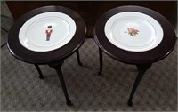 2 Unique Round Plate Top Tables / Stands