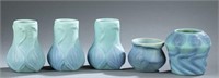 5 Van Briggle Pottery vases, 20th century.