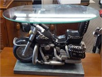 Motorcycle endtable with glass top
