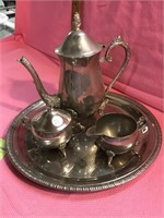 Antique Silver Plate Tea Server Set