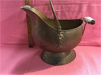Antique Brass Bucket With Pretty Ceramic Handles