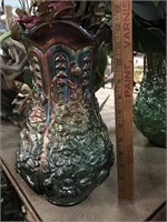 Imperial Carnival Green Glass Vase