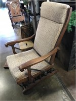 Antique Rocking Chair with Recliner and Footstool