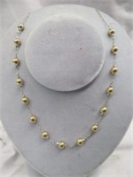 STERLING AND 10KT GOLD BEADED NECKLACE 8.5