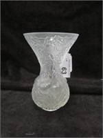 SIGNED FROSTED LALIQUE VASE WITH BIRDS AND
