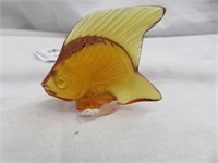 SIGNED LALIQUE FISH 2"T X 2"W