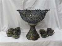 11 PC IMPERIAL CARNIVAL GLASS PUNCH BOWL AND CUPS