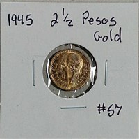 1945   Mexican  2 1/2 Pesos Gold piece