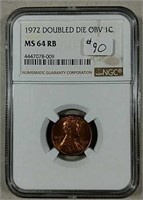 1972 Lincoln Cent  Doubled Die OBv  NGC MS-64 RB