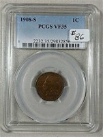 1908-S  Indian Head Cent  PCGS VF-35