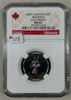 2007 Canadian Colorized Wedding Quarter NGC MS-67