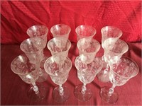 Mid Century Cambridge Rose Point Water Goblets