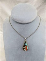 STERLING TURQUOISE CORAL AND MOTHER OF PEARL