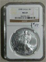 2008 Silver Eagle  NGC MS-69