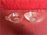 Beautiful Etched Glass Bowl & Cup