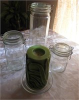 Lot Of Glass Canisters & Pillar Candle