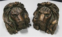 Vintage Pair Lion Head w/ Mane Book Ends