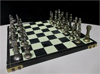 Cast Metal Chess Set w/ Board - 13.5" x 13.5"