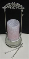Vintage Pink Glass Pickle Jar w/ Stand - 13" Tall